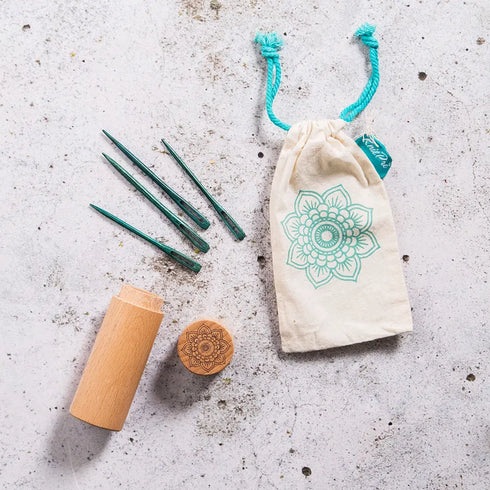 Knit Pro: Mindful stoppnålar av trä i ask med lock