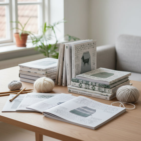 Strickanleitungen auf Tisch
