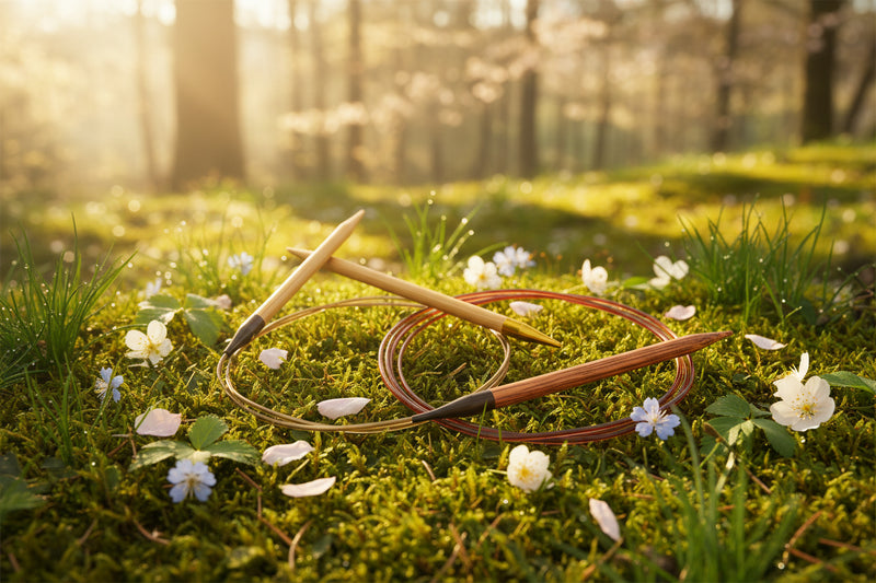 Stricknadeln in Naturumgebung